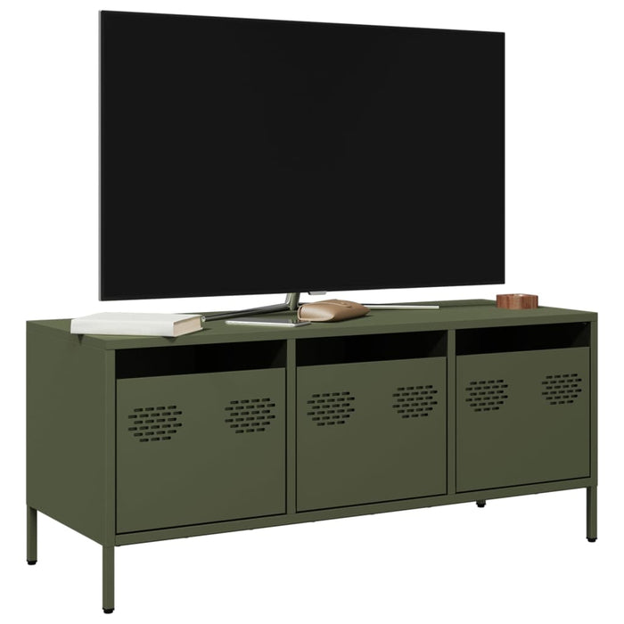 Mobile TV Verde Oliva 101,5x39x43,5cm Acciaio Laminato a Freddo 851230