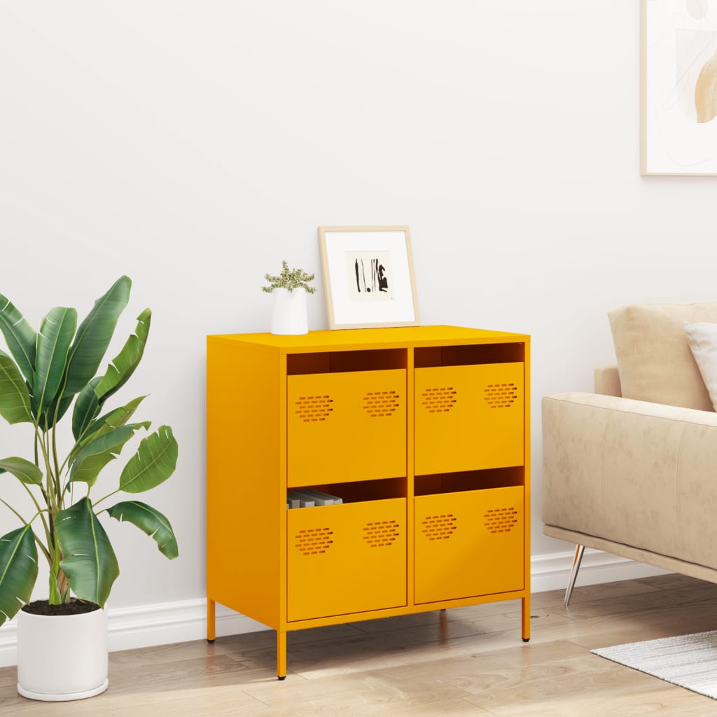 Credenza Giallo Senape 68x39x73,5 cm Acciaio Laminato a Freddo 851259