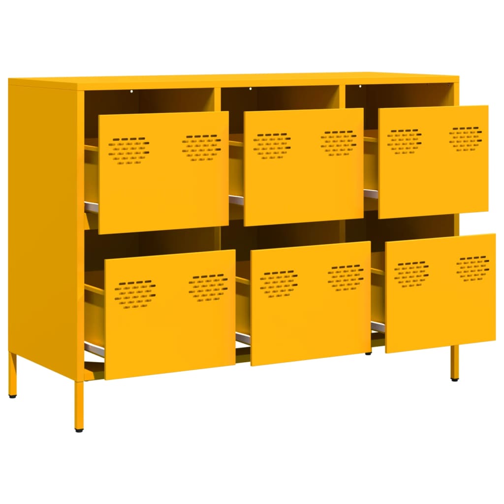 Credenza Giallo Senape 101,5x39x73,5 cm Acciaio Laminato Freddo 851265