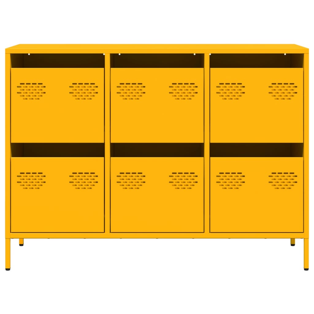 Credenza Giallo Senape 101,5x39x73,5 cm Acciaio Laminato Freddo 851265