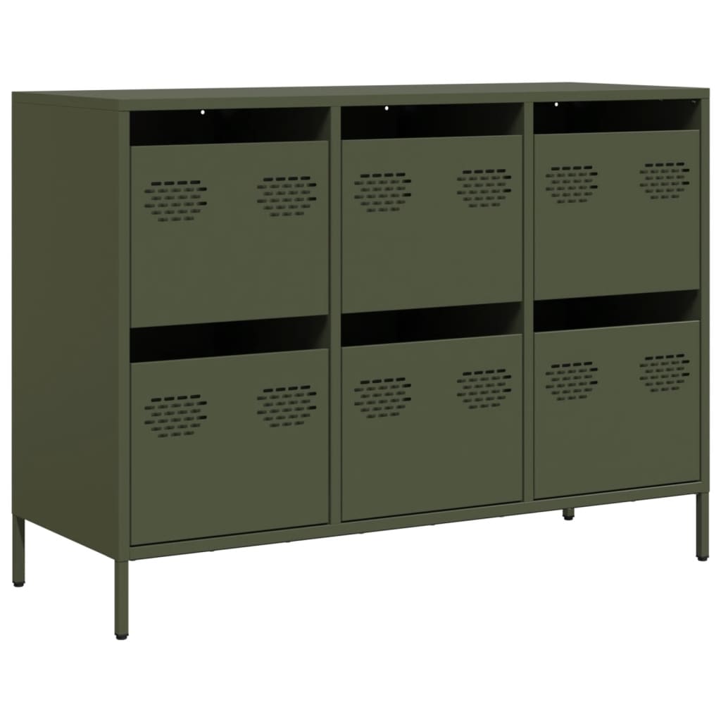 Credenza Verde Oliva 101,5x39x73,5 cm Acciaio Laminato a Freddo 851266