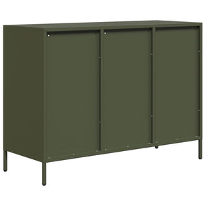 Credenza Verde Oliva 101,5x39x73,5 cm Acciaio Laminato a Freddo 851266