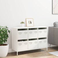 Credenza Bianca 101,5x39x73,5 cm in Acciaio Laminato a Freddo 851267