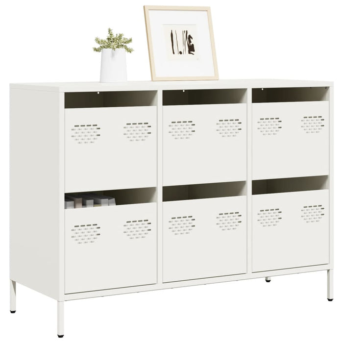 Credenza Bianca 101,5x39x73,5 cm in Acciaio Laminato a Freddo 851267