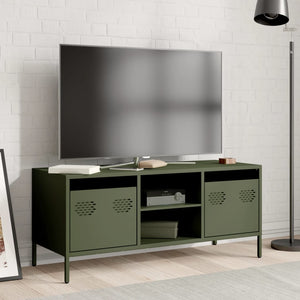 Mobile TV Verde Oliva 101,5x39x43,5cm Acciaio Laminato a Freddo 851302