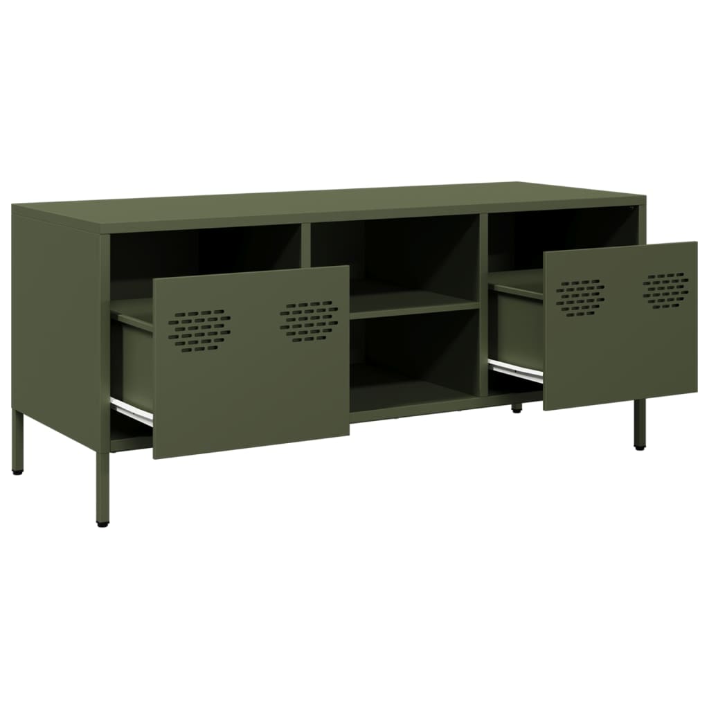 Mobile TV Verde Oliva 101,5x39x43,5cm Acciaio Laminato a Freddo 851302