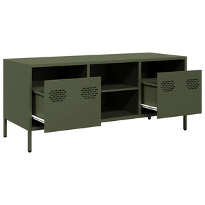 Mobile TV Verde Oliva 101,5x39x43,5cm Acciaio Laminato a Freddo 851302