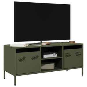 Mobile TV Verde Oliva 101,5x39x43,5cm Acciaio Laminato a Freddo 851302