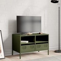 Mobile TV Verde Oliva 68x39x43,5cm in Acciaio Laminato a Freddo 851320