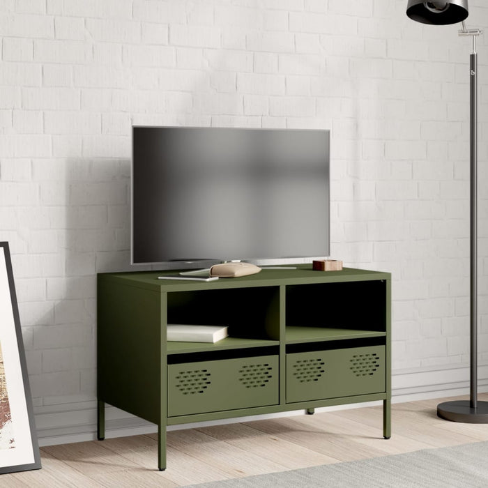 Mobile TV Verde Oliva 68x39x43,5cm in Acciaio Laminato a Freddo 851320