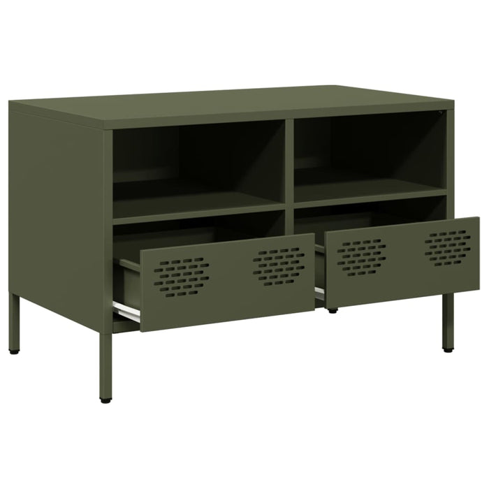 Mobile TV Verde Oliva 68x39x43,5cm in Acciaio Laminato a Freddo 851320