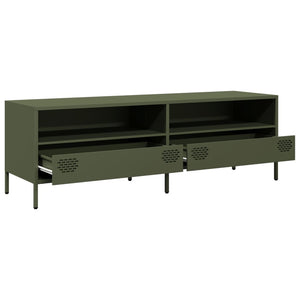 Mobile TV Verde Oliva 135x39x43,5cm Acciaio Laminato a Freddo 851338