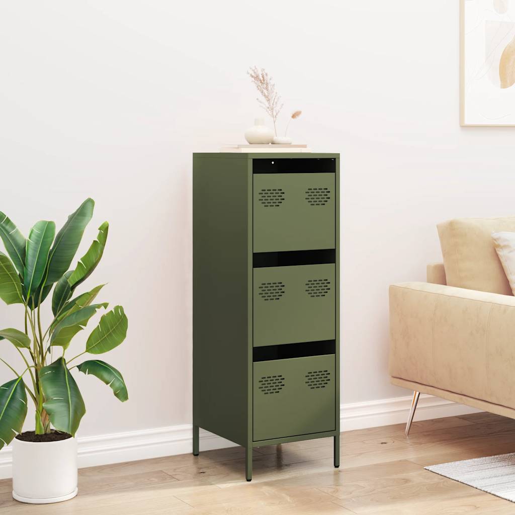 Credenza Verde Oliva 39x35x103,5 cm in Acciaio 851404