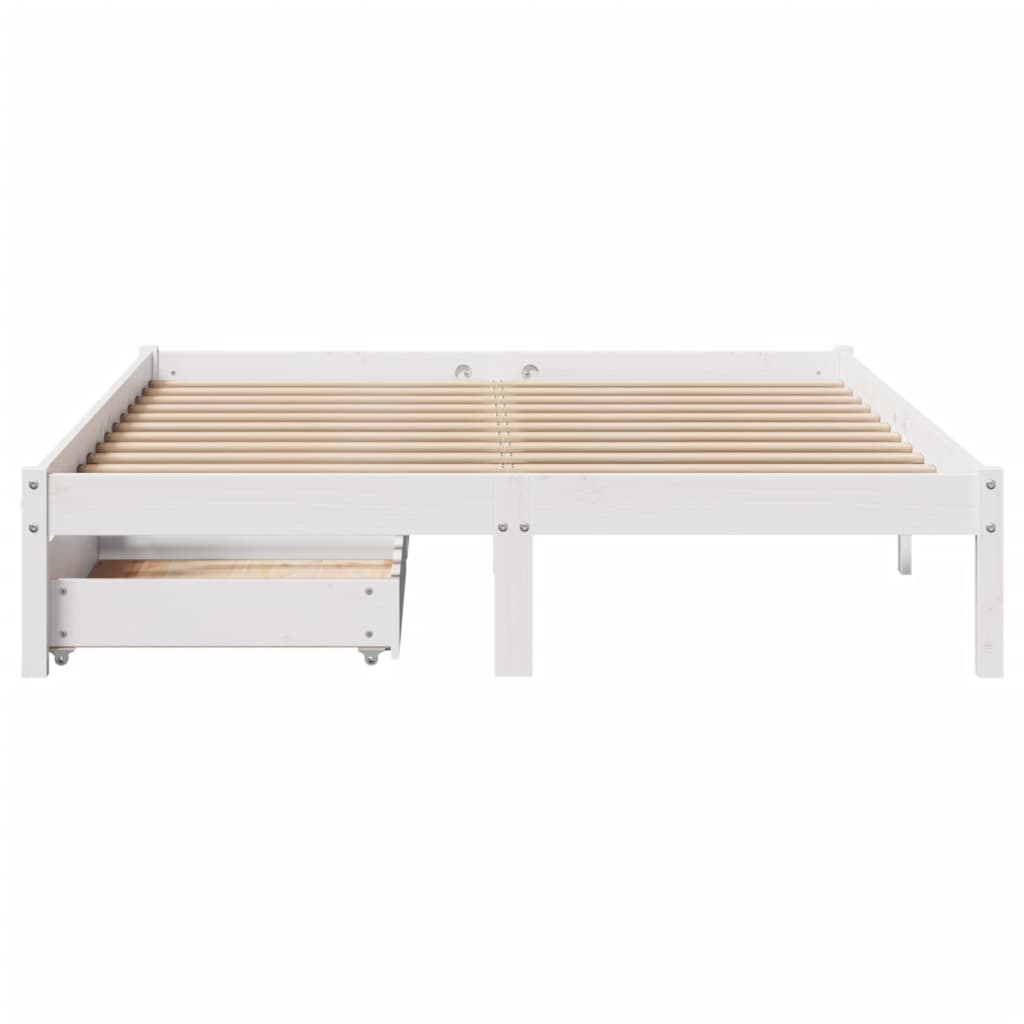 Letto senza Materasso Bianco 140x190 cm Legno Massello di Pino 3301429