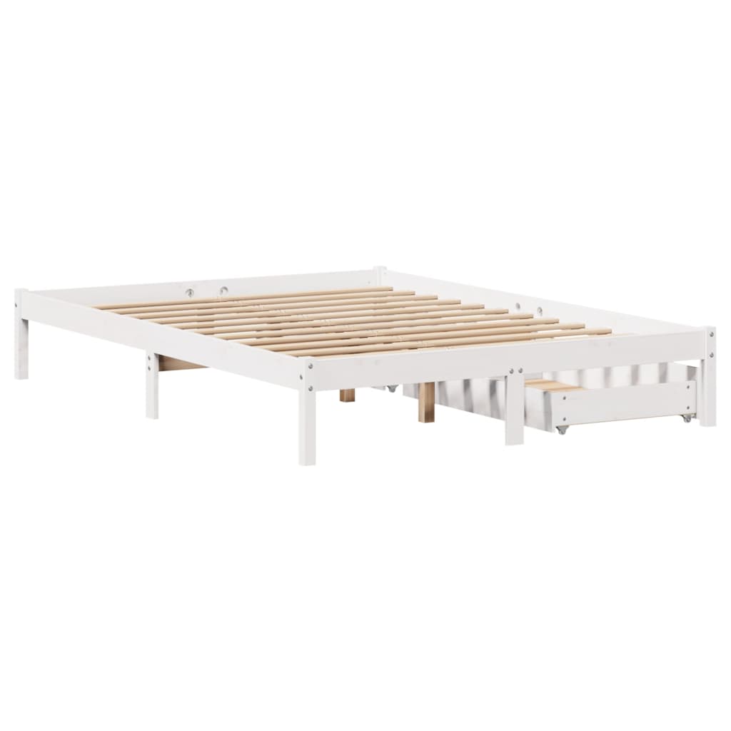 Letto senza Materasso Bianco 140x190 cm Legno Massello di Pino 3301429