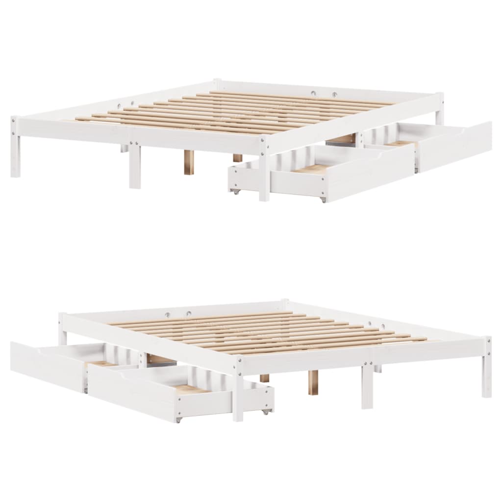 Letto senza Materasso Bianco 140x190 cm Legno Massello di Pino 3301429