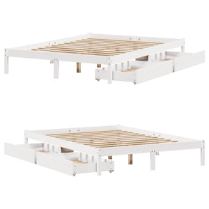 Letto senza Materasso Bianco 140x190 cm Legno Massello di Pino 3301429