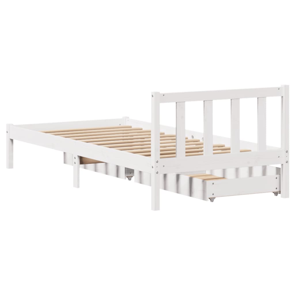 Letto senza Materasso Bianco 90x190 cm in Legno Massello Pino 3301462