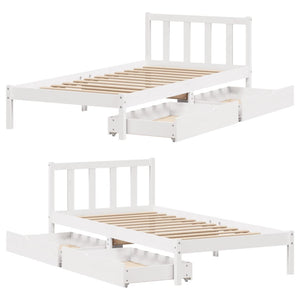 Letto senza Materasso Bianco 90x190 cm in Legno Massello Pino 3301462