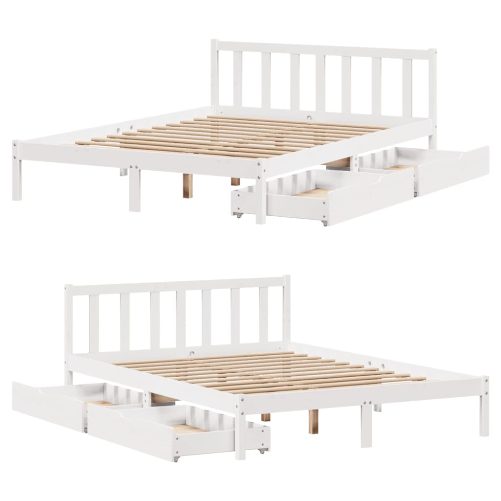 Letto senza Materasso Bianco 120x190 cm Legno Massello di Pino 3301464