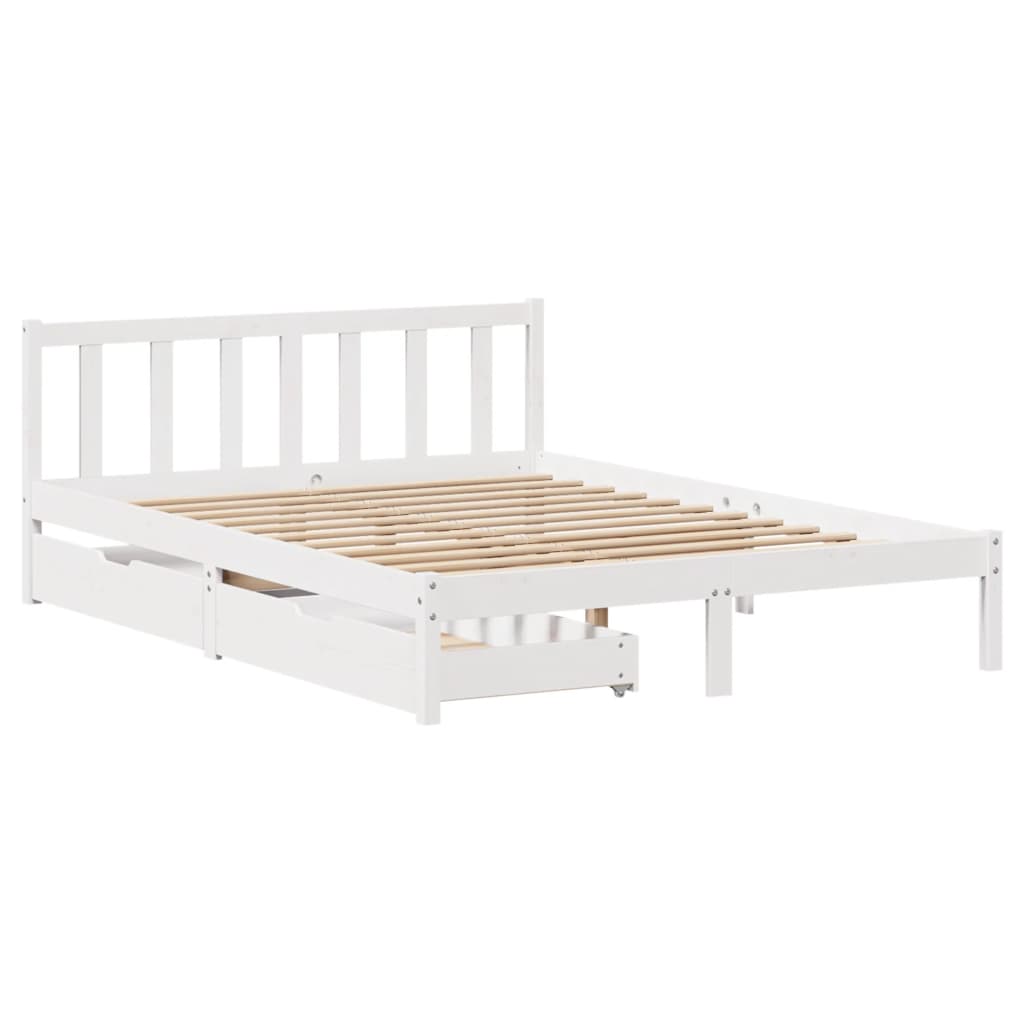 Letto senza Materasso Bianco 140x190 cm Legno Massello di Pino 3301468