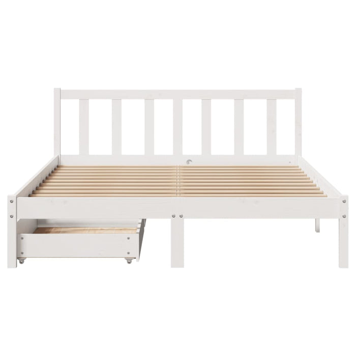 Letto senza Materasso Bianco 140x190 cm Legno Massello di Pino 3301468