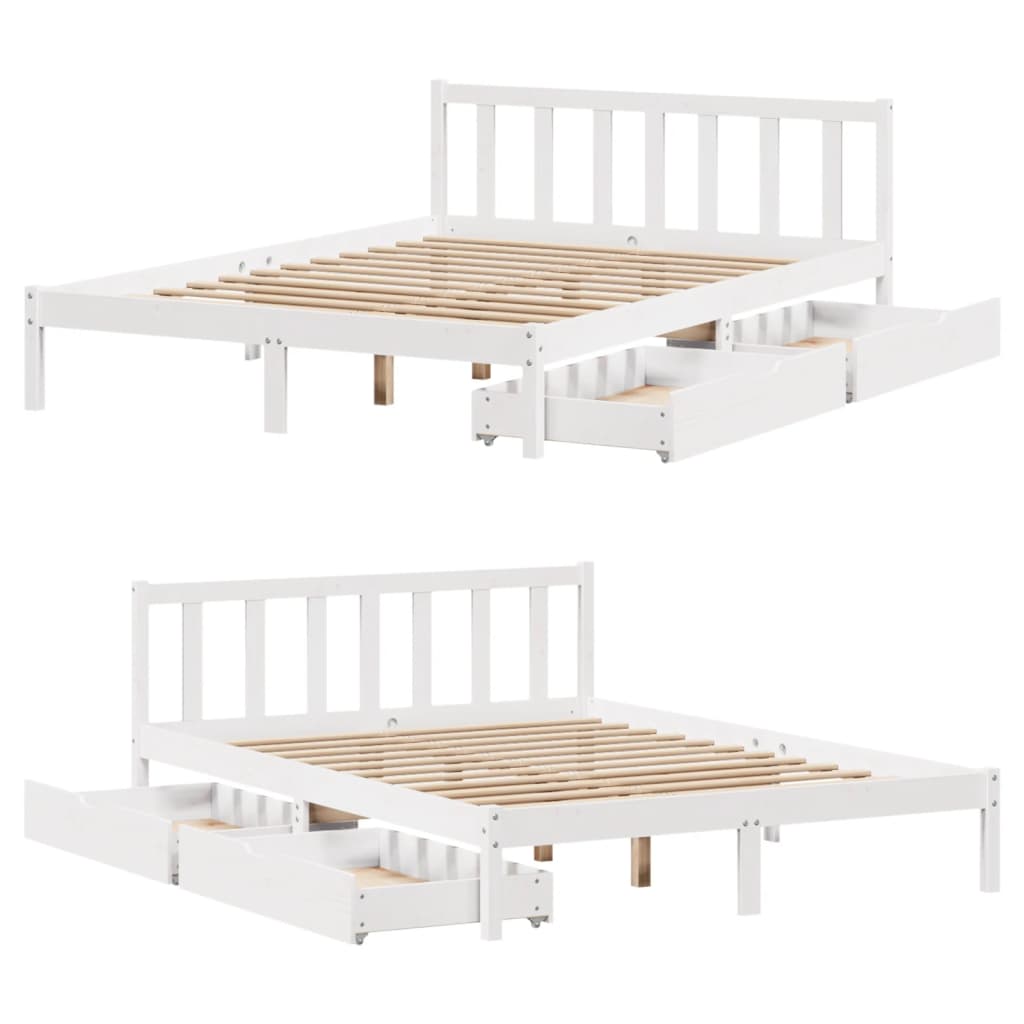 Letto senza Materasso Bianco 140x190 cm Legno Massello di Pino 3301468