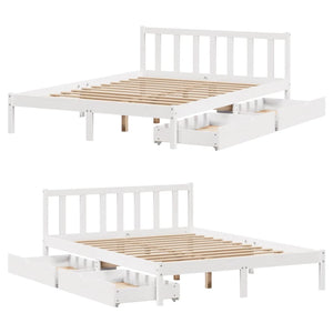 Letto senza Materasso Bianco 140x190 cm Legno Massello di Pino 3301468