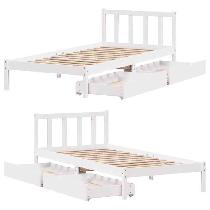 Letto senza Materasso Bianco 90x200 cm Legno Massello di Pino 3301470