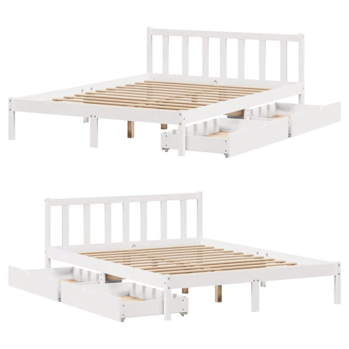 Letto senza Materasso Bianco 160x200 cm Legno Massello di Pino 3301480