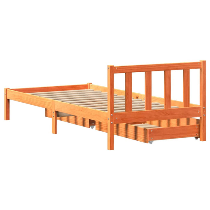 Letto senza Materasso Marrone Cera 100x200 cm in Legno di Pino 3301491