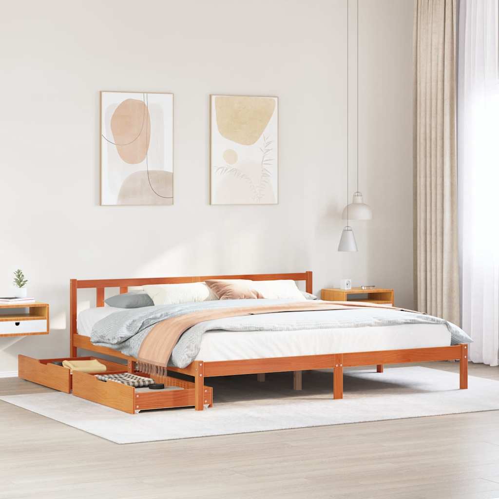 Letto senza Materasso Marrone Cera 180x200 cm in Legno di Pino 3301496