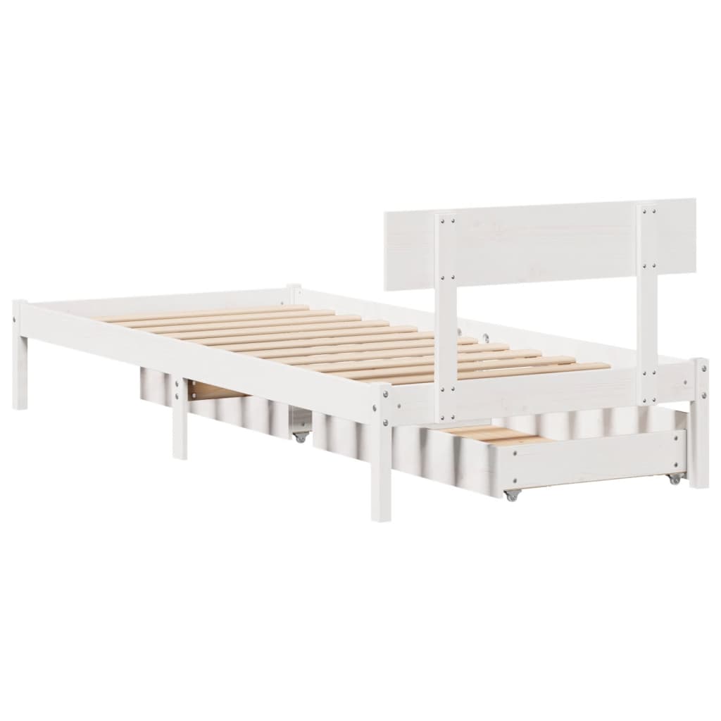 Letto senza Materasso Bianco 75x190 in Legno Massello di Pino 3301499