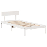 Letto senza Materasso Bianco 75x190 in Legno Massello di Pino 3301499