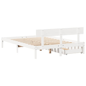 Letto senza Materasso Bianco 135x190 cm Legno Massello di Pino 3301505