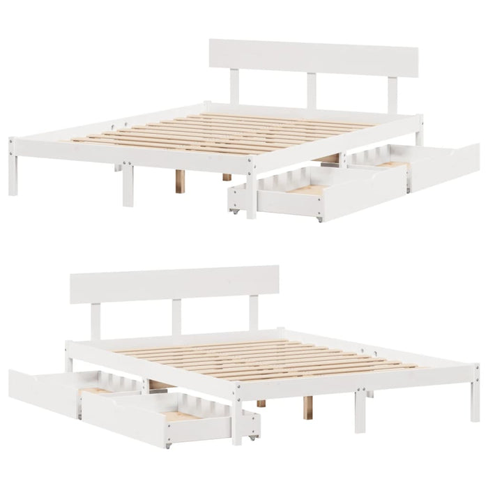 Letto senza Materasso Bianco 135x190 cm Legno Massello di Pino 3301505