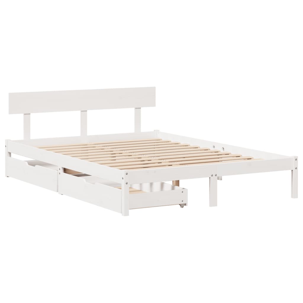 Letto senza Materasso Bianco 140x200 cm Legno Massello di Pino 3301515