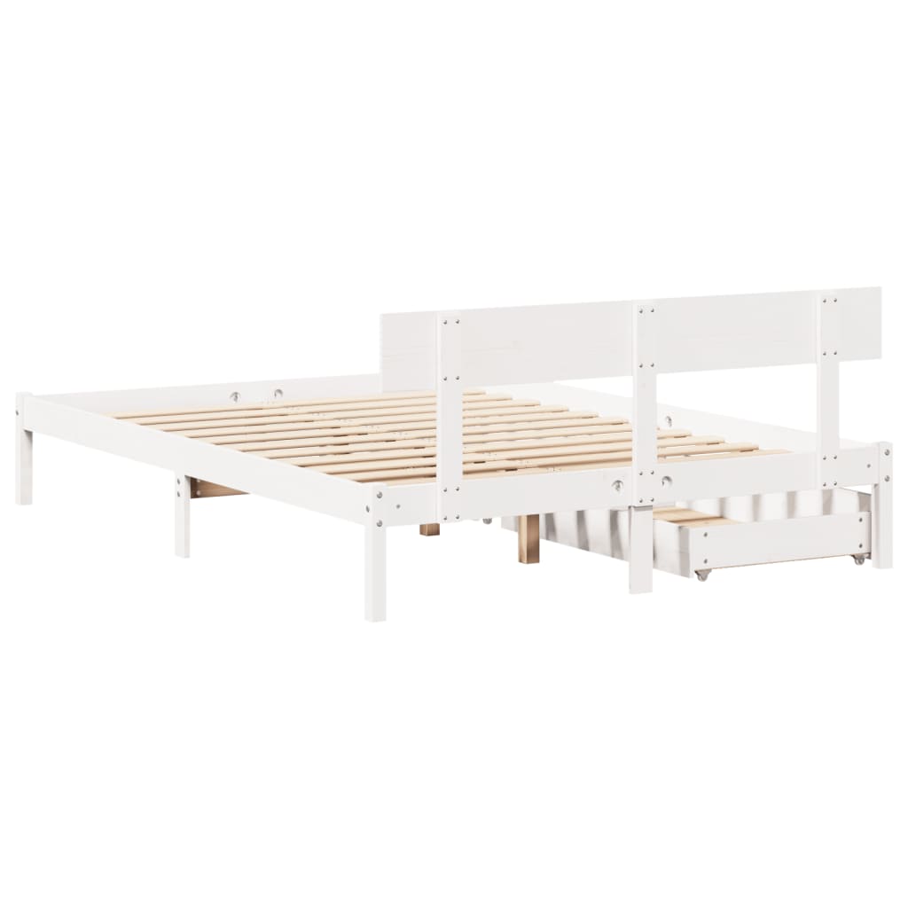 Letto senza Materasso Bianco 160x200 cm Legno Massello di Pino 3301519