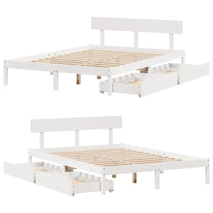 Letto senza Materasso Bianco 160x200 cm Legno Massello di Pino 3301519