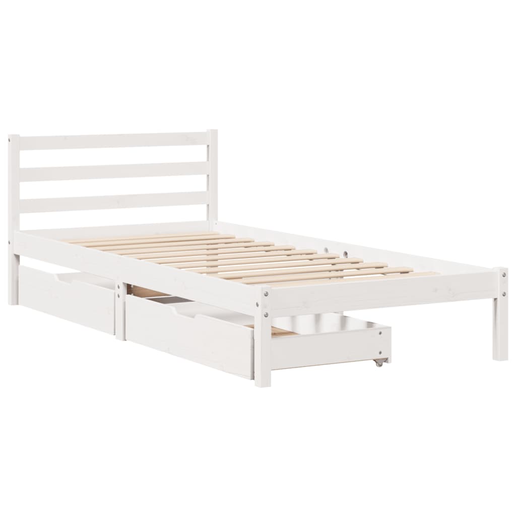 Letto senza Materasso Bianco 75x190 in Legno Massello di Pino 3301525