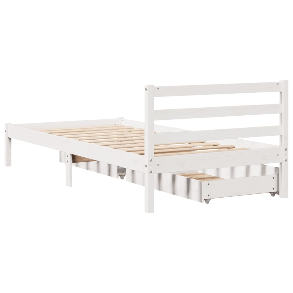 Letto senza Materasso Bianco 75x190 in Legno Massello di Pino 3301525