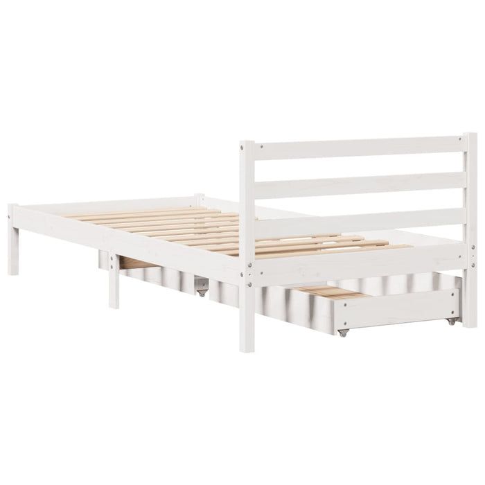 Letto senza Materasso Bianco 75x190 in Legno Massello di Pino 3301525