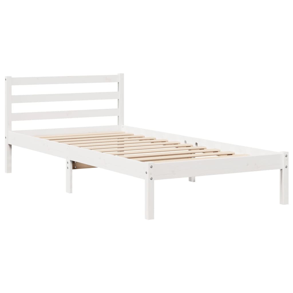 Letto senza Materasso Bianco 75x190 in Legno Massello di Pino 3301525