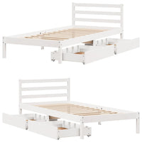 Letto senza Materasso Bianco 75x190 in Legno Massello di Pino 3301525