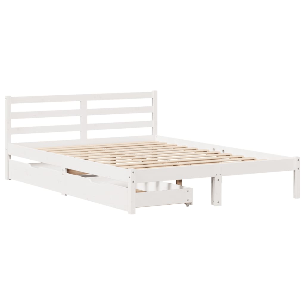 Letto senza Materasso Bianco 120x190 cm Legno Massello di Pino 3301529