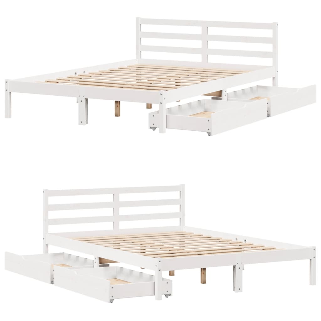 Letto senza Materasso Bianco 120x190 cm Legno Massello di Pino 3301529