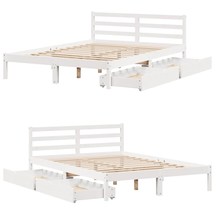 Letto senza Materasso Bianco 120x190 cm Legno Massello di Pino 3301529