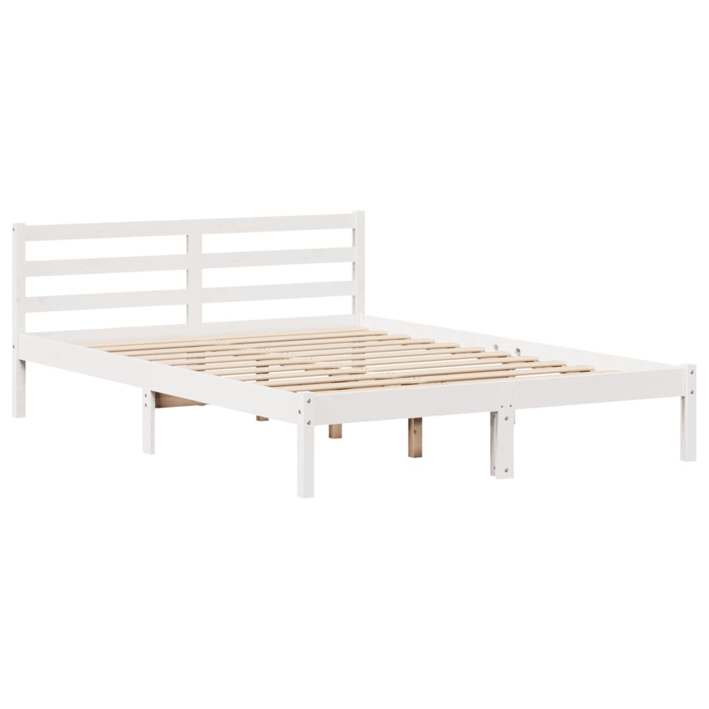 Letto senza Materasso Bianco 140x190 cm Legno Massello di Pino 3301533