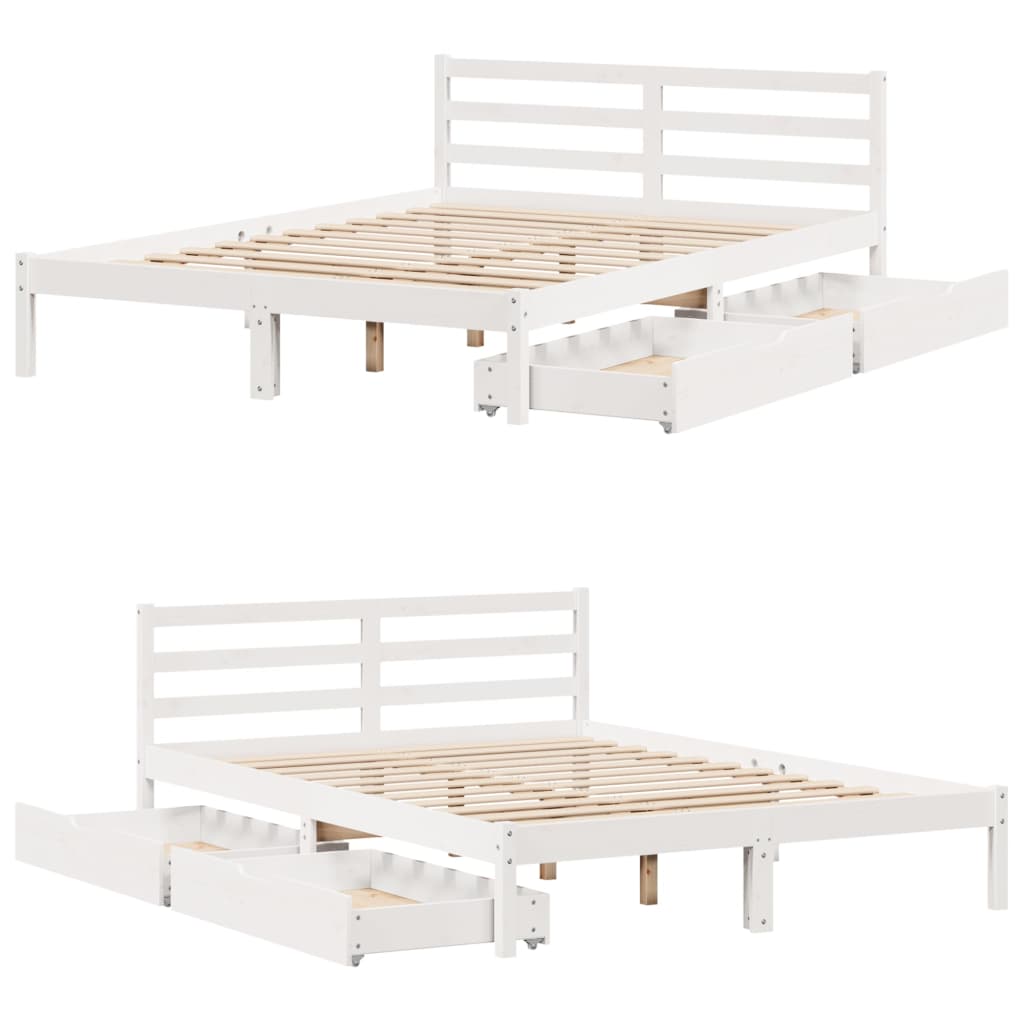 Letto senza Materasso Bianco 140x190 cm Legno Massello di Pino 3301533