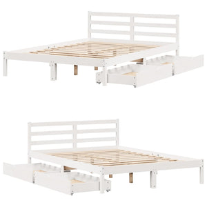 Letto senza Materasso Bianco 140x190 cm Legno Massello di Pino 3301533